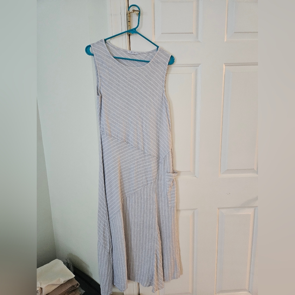 Tempo Paris Asymmetrical Linen Dress